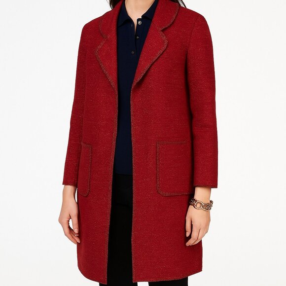 St. John Jackets & Blazers - St. John Couture Long Evening Jacket in Red Sparkle Tweed Size 12